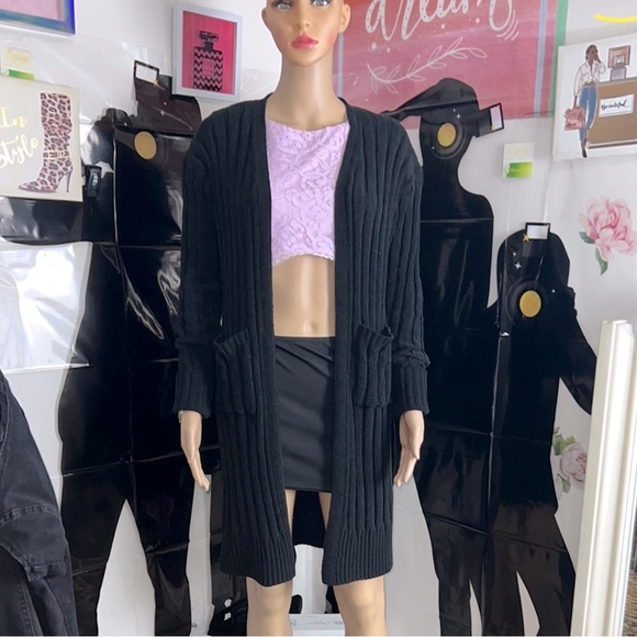 No Boundaries Sweaters - No Boundaries Black Chunky Knit Cardigan Sweater